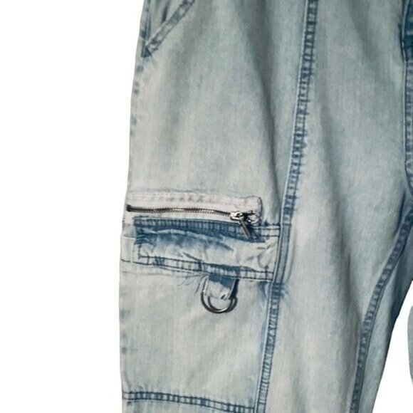 Hot Topic Indigo Denim Side Chain Jogger Jeans Size 5 Acid Wash Hip Hop … - Picture 3 of 9